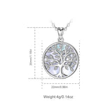 Eudora Silver Tree of Life Necklace Set with Zircon Mother of Pearl Pendant