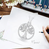 Eudora Tree of Life Necklace Round Pendant Long Chain Jewelry CYD765