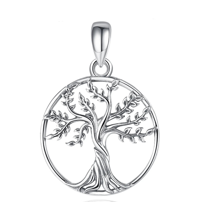Eudora Tree of Life Necklace Round Pendant Long Chain Jewelry CYD765