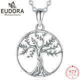 Eudora Tree of Life Necklace Round Pendant Long Chain Jewelry CYD765