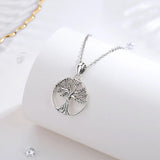 Eudora Tree of Life Necklace Round Pendant Long Chain Jewelry CYD765