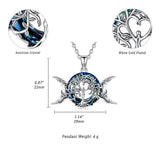 925 Silver Tree of Life Necklace Triple Moon Goddess Crystal Pendant Gift