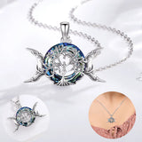 925 Silver Tree of Life Necklace Triple Moon Goddess Crystal Pendant Gift