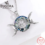 925 Silver Tree of Life Necklace Triple Moon Goddess Crystal Pendant Gift