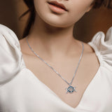 925 Silver Tree of Life Necklace Triple Moon Goddess Crystal Pendant Gift