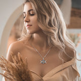 925 Silver Tree of Life Necklace Triple Moon Goddess Crystal Pendant Gift