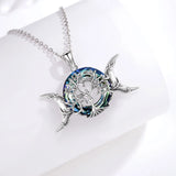 925 Silver Tree of Life Necklace Triple Moon Goddess Crystal Pendant Gift
