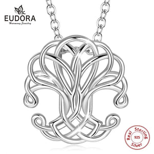 925 Silver Tree of life Pendant Necklace Women Celtics Knot Torque D234