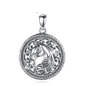 Eudora 925 Silver Unicorn Necklace Celtic Knot Pendant