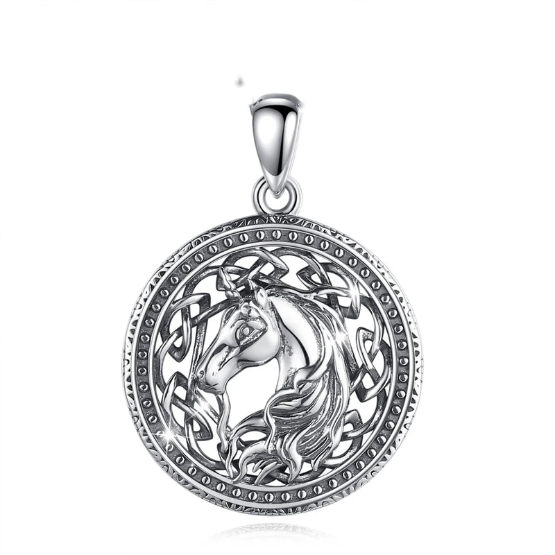 Eudora 925 Silver Unicorn Necklace Celtic Knot Pendant