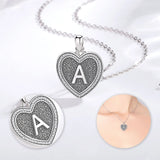 Eudora 925 Silver Vintage Initial Necklace Heart Letter A Zircon Pendant