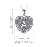 Eudora 925 Silver Vintage Initial Necklace Heart Letter A Zircon Pendant