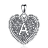 Eudora 925 Silver Vintage Initial Necklace Heart Letter A Zircon Pendant