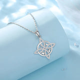 925 Silver Witch Celtic Knot Necklace Moon Wicca Amulet Pendant