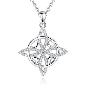 925 Silver Witch Celtic Knot Necklace Moon Wicca Amulet Pendant