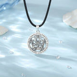 925 Silver Witch Knot Pentagram Necklace Triple Moon Goddess Witchcraft Pendant