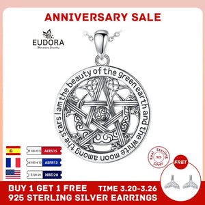 925 Silver Witch Knot Pentagram Necklace Triple Moon Goddess Witchcraft Pendant