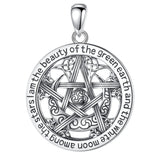 925 Silver Witch Knot Pentagram Necklace Triple Moon Goddess Witchcraft Pendant