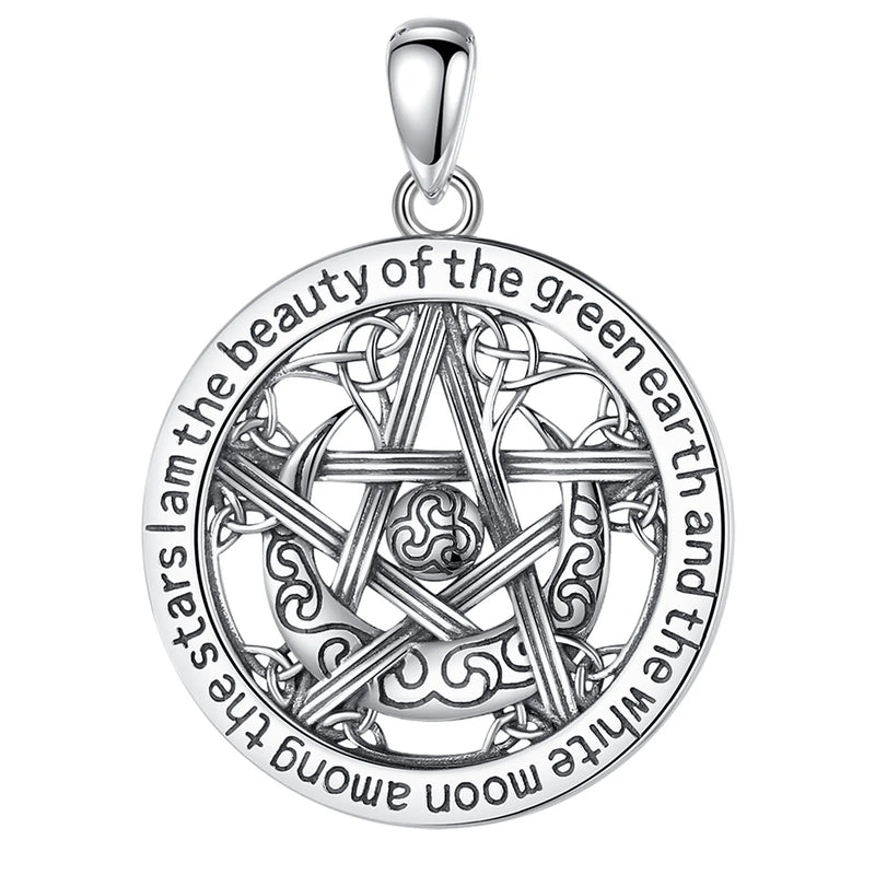 Eudora 925 Silver Witch Moon Pentagram Necklace Men Women Gift
