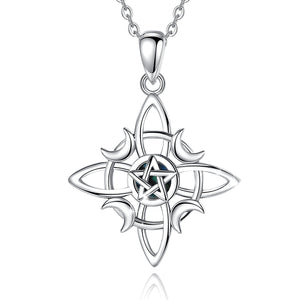 925 Silver Witchcraft Celtic Knot Geometry Necklace Wicca Amulet Pendant