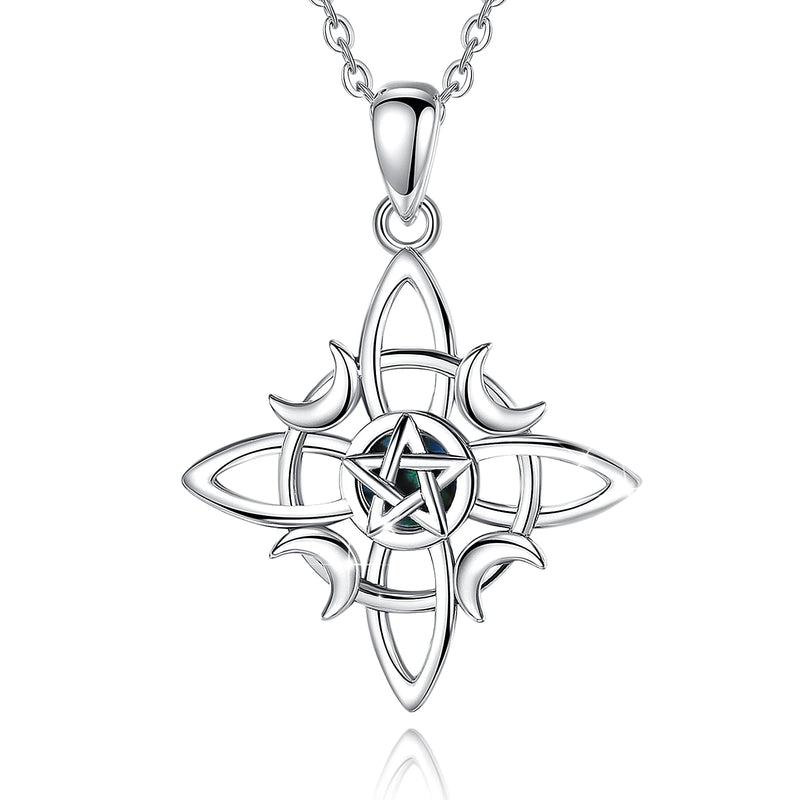 925 Silver Witchcraft Celtic Knot Geometry Necklace Wicca Amulet Pendant