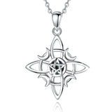 925 Silver Witchcraft Celtic Knot Geometry Necklace Wicca Amulet Pendant