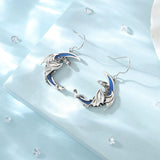 925 Sterling Silver Dragon Moon Earring for Women Gothic Animal Charm Jewelry