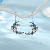 925 Sterling Silver Dragon Moon Earring for Women Gothic Animal Charm Jewelry