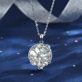 Eudora Silver Star Moon Cats Necklace Mother of Pearl Pendant