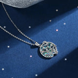 Eudora Silver Star Moon Cats Necklace Mother of Pearl Pendant