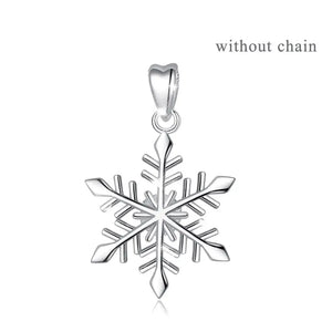 925 Sterling Silver Snow Flower Charm Necklace Pendant Romantic Jewelry