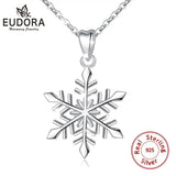 925 Sterling Silver Snow Flower Charm Necklace Pendant Romantic Jewelry