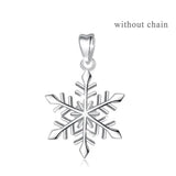 925 Sterling Silver Snow Flower Charm Necklace Pendant Romantic Jewelry