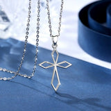 925 Silver Christian Cross Pendant Necklace Minimalism Jewelry