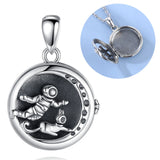 Eudora 925 Silver Astronaut Spaceman Necklace Pendant Long Chain