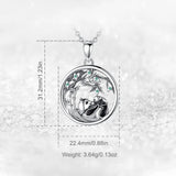 Eudora 925 Silver Panda Mother & Cub Pendant Necklace Bamboo Chain Jewelry