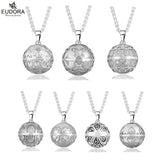 Copper Harmony Ball Pendant Necklace with Carved Flower Star Heart Design