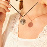 Copper Harmony Ball Pendant Necklace with Carved Flower Star Heart Design