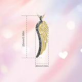 Angel Caller Wing Pendant Necklace Crystal Golden Charms 30 Inch Jewelry Gift