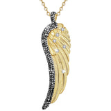 Angel Caller Wing Pendant Necklace Crystal Golden Charms 30 Inch Jewelry Gift