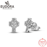 Eudora Celtics Cross Stud Earrings 925 Sterling Silver Romantic Gift Jewelry