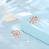 Eudora Double Heart 925 Silver Stud Earrings Zircon Jewelry