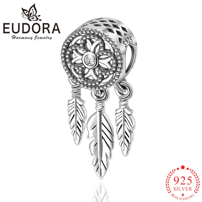Eudora 925 Silver Dream Catcher Beads for Jewelry DIY