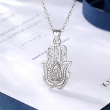 Eudora Sterling Silver Hamsa Hand Pendant Necklace
