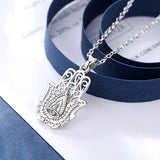 Eudora Sterling Silver Hamsa Hand Pendant Necklace