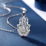 Eudora Sterling Silver Hamsa Hand Pendant Necklace