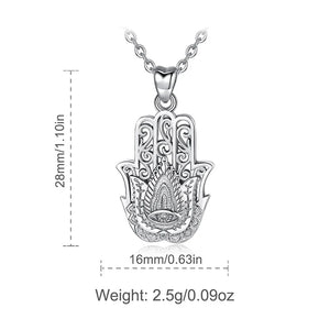Eudora Sterling Silver Hamsa Hand Pendant Necklace