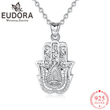 Eudora Sterling Silver Hamsa Hand Pendant Necklace