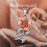 Eudora 925 Silver Rose Flower Necklace Pendant Jewelry