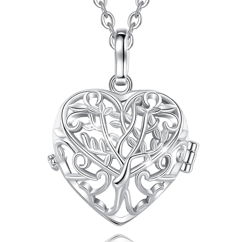 Tree of Life Cage Pendant Necklace Angel Caller Chime Bell Jewelry